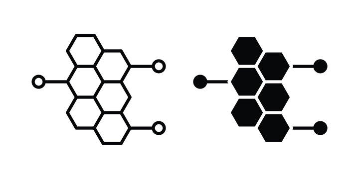 Molecule icon. Glyph solid icons collection. Line symbols