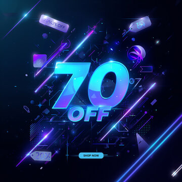 Big 70% OFF Sale Poster | Abstract Blue Background Marketing Discount Concept Design
70 Percent Discount Sale Banner | Blue Abstract Background Promotion Poster Template