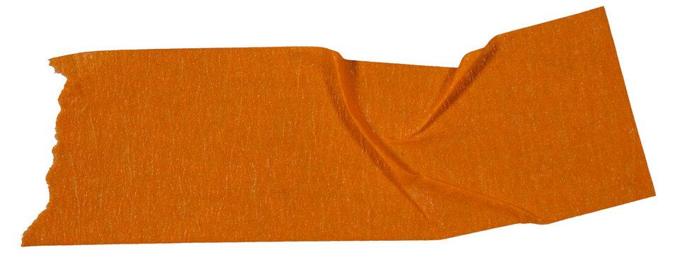 orange wrinkled torn washi tape and adhesive masking strips, paper tapes for scrapbooking, decorative creative framing, isolated on transparent or white background png