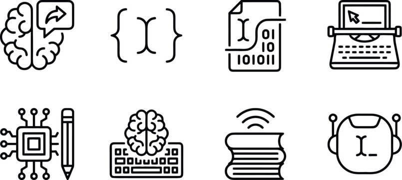 Artificial intelligence and machine learning icons