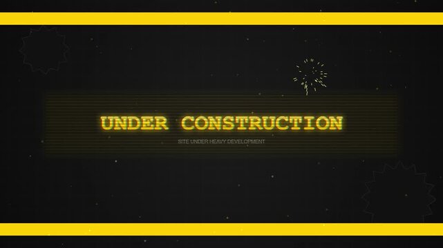 Under construction animated digital signage with yellow border frame