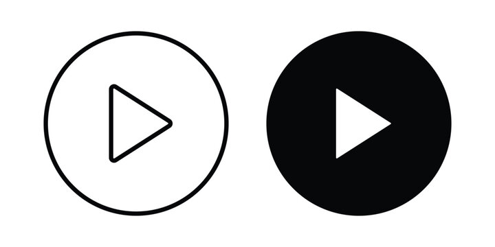 Play button icon. Glyph solid icons collection. Line symbols