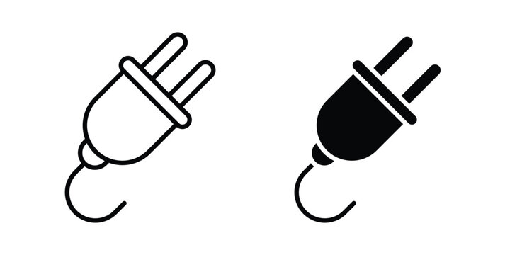 Power plug icon. Glyph solid icons collection. Line symbols