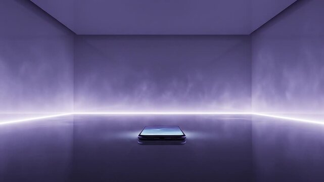 Endless Smartphone Glow Reflecting Across Dark Empty Room