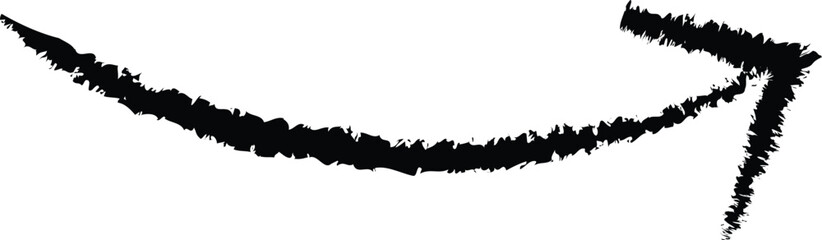 Naklejka premium curved arrow brush stroke isolated on white background abstract sketch direction vector illustration design