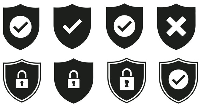 Privacy protection shield vector illustration featuring shield icon with keyhole and gear elements for app security and privacy settings design.