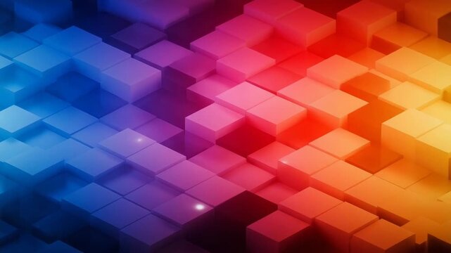 Abstract 3d isometric cube pattern with blue and orange lighting