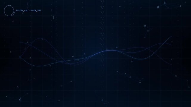 Digital mathematical background with abstract science data and wave charts