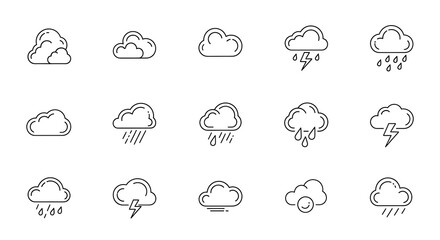 Fototapeta premium Minimal weather cloud line isolated on a transparent background