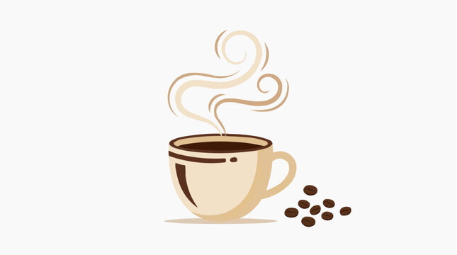 Aromatic Coffee Moment: An inviting illustration of a steaming coffee cup, its rich aroma hinting at the perfect start to any moment, complemented by scattered coffee beans.