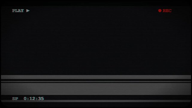 A retro VHS CRT glitch overlay featuring dynamic tracking distortion, heavy white noise static, chromatic aberration, and flashing VCR on-screen text in a 4K loop.