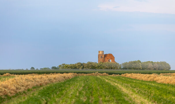 Medieval Araca Church Ruins Under Dramatic Storm Clouds in Serbia