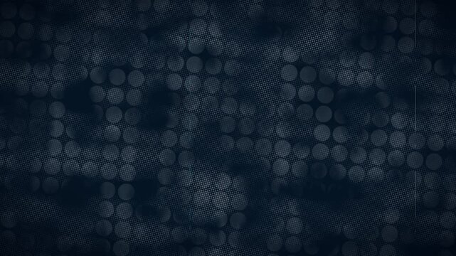 A dark mode cyanotype blueprint grunge overlay featuring animated white halftone textures, glowing cyan film scratches, and boiling digital noise on a deep navy background in a 4K loop.
