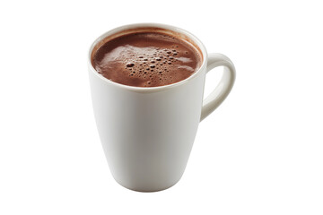 Fototapeta premium A white ceramic mug filled with hot dark chocolate drink isolated on transparent background