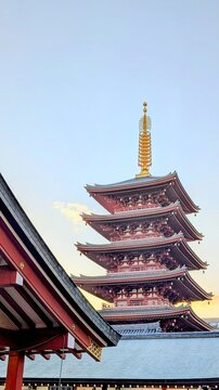 Sensoji Temple District in Tokyo with five-storage pagoda