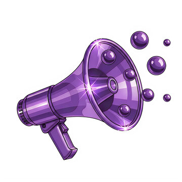 A purple megaphone with sound waves coming out
