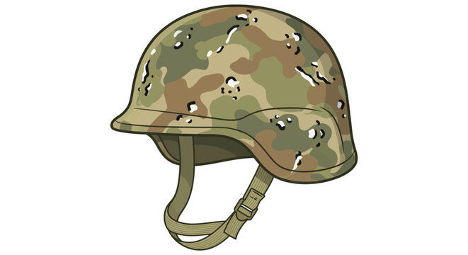 Vintage green steel Vietnam War army helmet isolated on white background as an old military soldier equipment object for head protection and camouflage safety armor