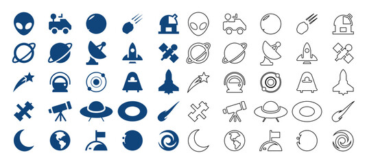 Outer space exploration and astronomy icons set flat. ©  Farida9377