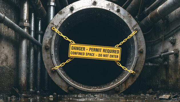 Danger Confined Space Permit Required Industrial Hazard Warning Entrance