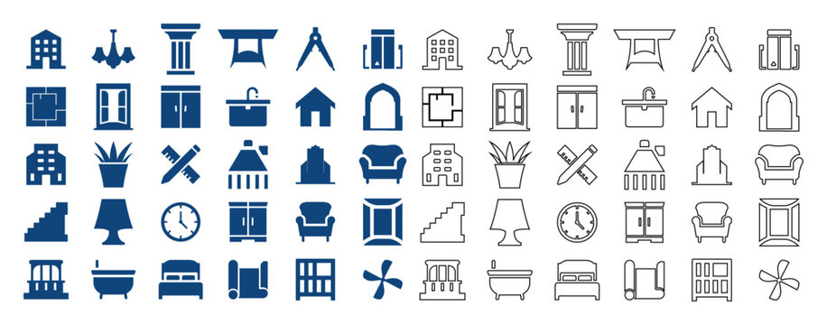 Furniture and home decor icon set for web.