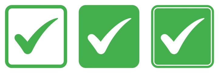 Tick mark with checkbox icon featuring green check, mark, success and completion symbol for app website design © gevan