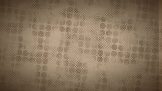 A golden sepia vintage newsprint overlay featuring dark brown halftone dots, degraded film scratches, and authentic heavy static grain on an aged yellow paper background in a 4K stop-motion loop.