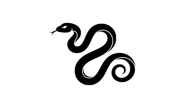 Minimal snake silhouette black vector illustration for logo and tattoo design