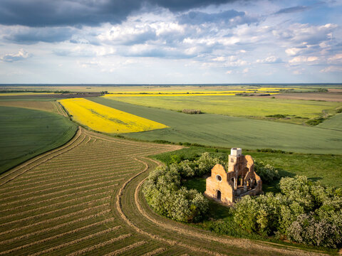 13th Century Araca Church Ruins in Serbia Aerial View of Medieval Heritage Site