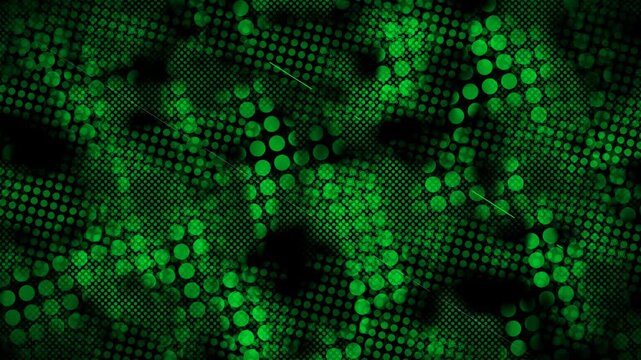A toxic biohazard green halftone grunge overlay featuring aggressive screen-printed dots, heavy boiling noise, and distressed analog streaks on a pure black background in a 4K loop.