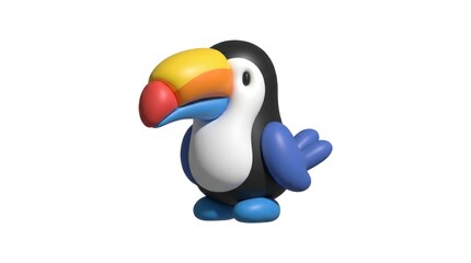 Naklejka premium 3D Render of a Colorful Cartoon Toucan Isolated on White Background