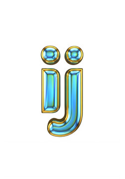 A shiny blue lowercase letter ij