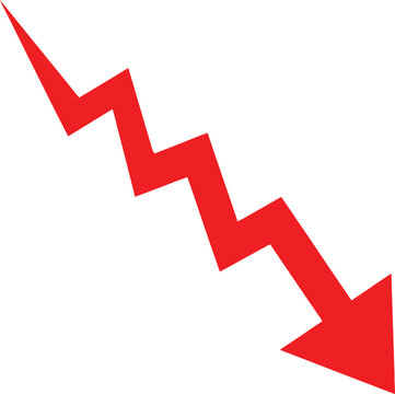 Red downward zigzag arrow vector icon Vector
