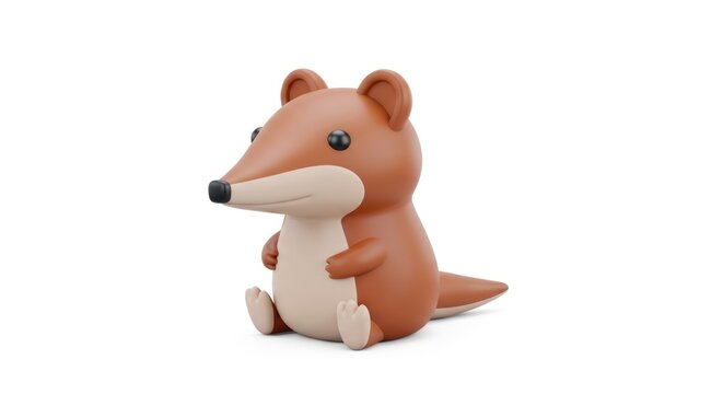 Cute 3D Shrew Character Isolated on White Background.