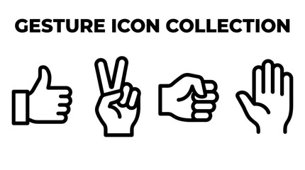 Fototapeta premium Collection of hand gesture icons representing communication and actions.