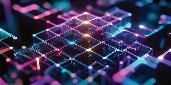 A futuristic digital wallpaper design featuring a dj mixer in action over a glowing blue and green fiber optics background with motion lines and data light spots