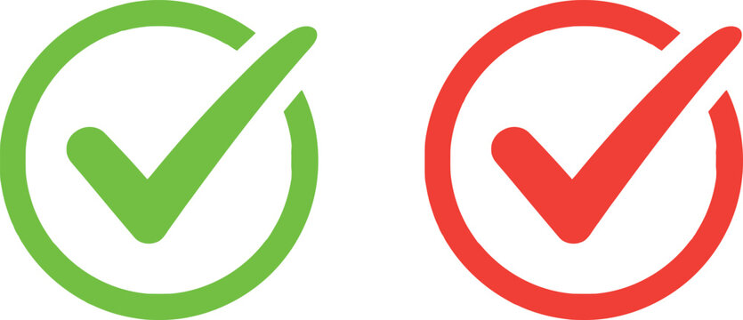Green and red check mark approval icons Vector