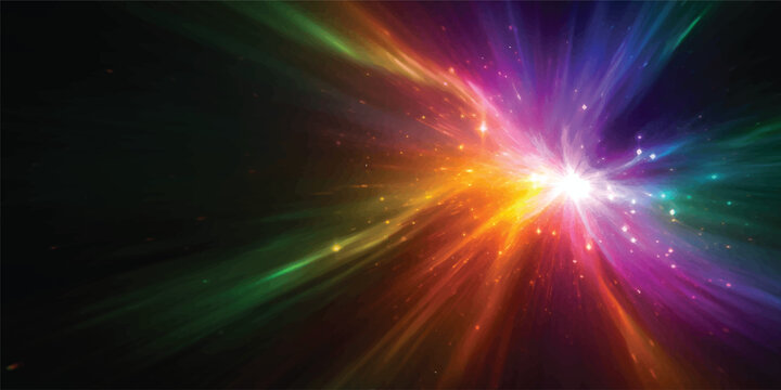 An abstract blue space background features a glowing galaxy pattern with shiny stars and bright laser light bursts creating a textured motion blur of energy