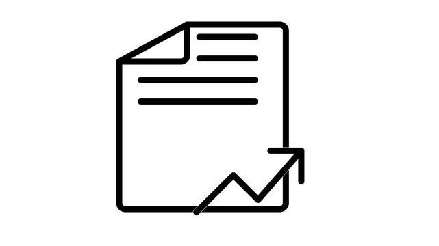 Animated sales growth document icon featuring an upward trending arrow for positive business metrics and revenue increase analytics.