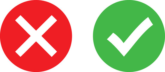 Obraz premium Simple approval and rejection icon set with check and cross symbols Vector