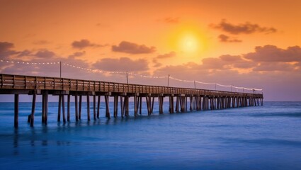 Obraz premium Sunset Over a Wooden Pier