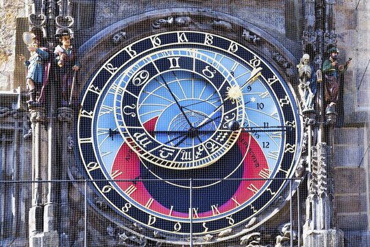 Medieval astronomical clock, Prague, Bohemia, Czech Republic