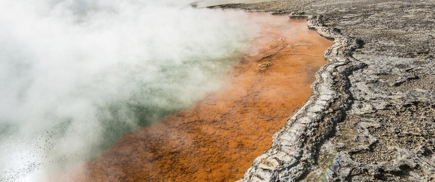 Champagne Pool, hot spring, Waiotapu Geothermal Wonderland, Rotorua, North Island, New Zealand