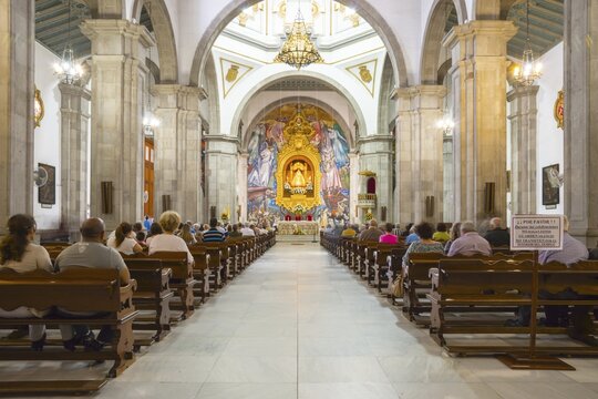 Statue of the Virgin Mary, Virgen de Canelaria, patron saint of the Canary Islands archipelago, Basilica de Nuestra Senora de la Candelaria, Candelaria, Tenerife, Canary Islands, Canary Islands, Spain