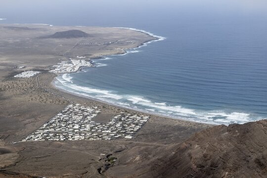 View from the Mirador del Guinate to Playa de Famara, Lanzarote, Canary Islands, Spain