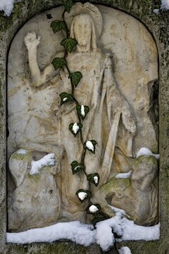 Portrait of a saint with an common ivy (Hedera helix), Munich, Bavaria, Germany