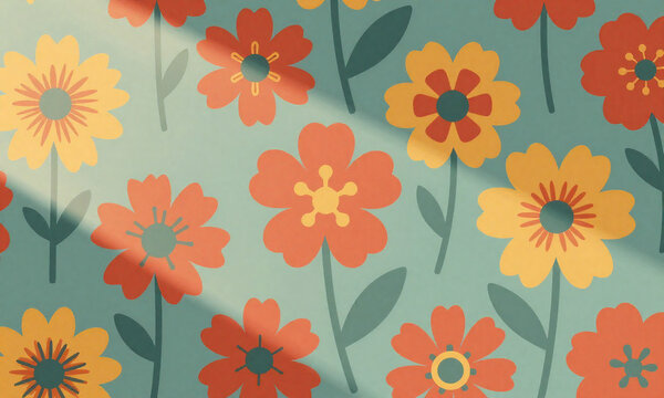 vibrant floral patterned holiday wallpaper dominates frame soft focus springtime backdrop subtly fading gentle morning