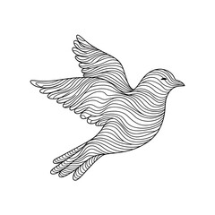 Fototapeta premium Flying bird with linear wave pattern isolated on a transparent background