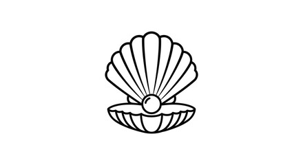 Seashell with pearl inside black and white silhouette © BismillahAdobe