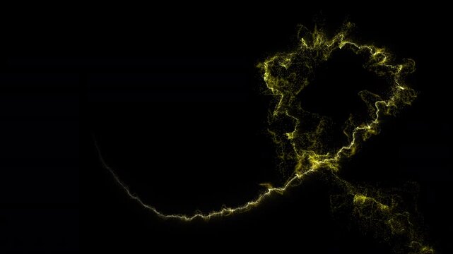 Golden magical glitter light particle trail, holiday event transition, revealer, festival Christmas, Diwali, Ramadan,motion graphics with black screen background seamless loop 4k animation.