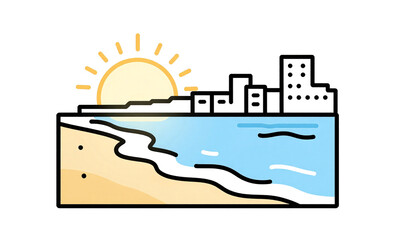 Naklejka premium soft morning light illuminates golden sand gentle waves caribbean sea lap shore tranquil sunrise cancun serene